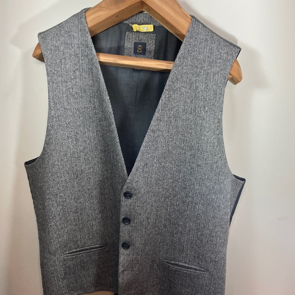 Men's Grey Herringbone Vest by